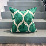 Velvet Ikat Cushion Green Valley front.
