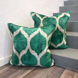 Velvet Ikat Cushion Green Valley.