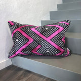 Velvet Ikat Pillow Pink Labyrinth front