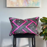 Velvet Ikat Pillow Pink Labyrinth front.