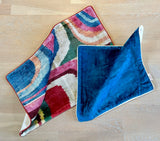 Velvet Ikat Cushion Blue new