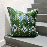 Velvet Ikat Cushion Green Planet | front view.