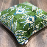 Velvet Ikat Cushion Green Planet