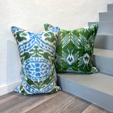 Velvet Ikat Cushion Green Planet with Velvet Ikat Pillow Green Planet