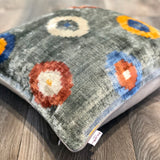 Velvet Ikat Cushion Circle of Life with Piping