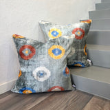Hand-embroidered Velvet Ikat Cushions Circle of Life