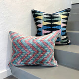 Zigzag Velvet Ikat Cushion Ice Cream