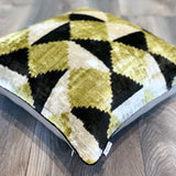 Velvet Ikat Cushion Sparkle with Silk and Velvet Fabric