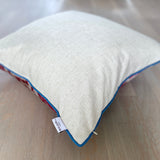 Linen backside of Velvet Ikat Cushion Jigsaw Pale