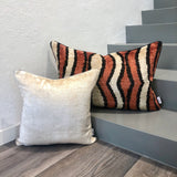 Velvet Ikat Cushion Tiger with Concealed Zipper