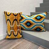 Colorful Velvet Ikat Pillow Savannah Sunset