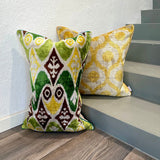 Hand-embriodered Velvet Ikat Cushion Save Rainforest