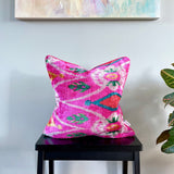 Velvet Ikat Cushion Adventure Awaits | Front angle view