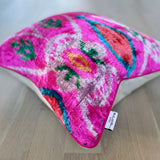 Velvet Ikat Cushion Adventure Awaits | CLose angle view
