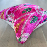 Velvet Ikat Cushion Adventure Awaits | Different angle view
