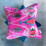 Velvet Ikat Cushion Adventure Awaits | on Velvet Ikat Cushion Blue