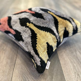 Velvet Ikat Cushion Flames | Close angle view