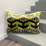 Velvet Ikat Pillow Botanical Garden | Front angle view