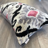 Velvet Ikat Pillow Pink Diamond | Close angle view