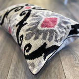 Velvet Ikat Pillow Pink Diamond | Different angle view