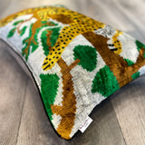 Velvet Ikat Pillow Jaguar  |  Close angle view