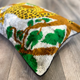 Velvet Ikat Pillow Jaguar  |  Upper angle view