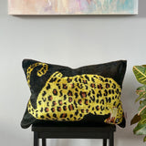 Velvet Ikat Pillow Jaguar Black Front view.