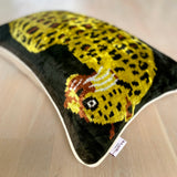 Velvet Ikat Pillow Jaguar Black| Close angle view