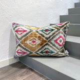 Velvet Ikat Pillow Inka | Front angle view