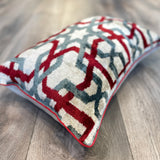 Velvet Ikat Pillow Arabesque Red | Different angle view