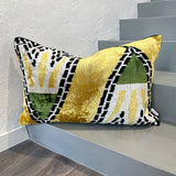 Velvet Ikat Pillow Crocodile | Front angle view