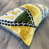 Velvet Ikat Pillow Crocodile | Different angle view