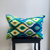 Velvet Ikat Pillow Earth | Front angel view