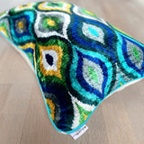 Velvet Ikat Pillow Earth | Close angel view