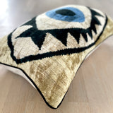 Velvet Ikat Pillow Evil Eye  |