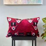 Velvet Ikat Pillow Hamsa | Front angle view