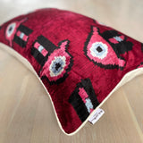 Velvet Ikat Pillow Hamsa | Close angle view