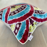 Velvet Ikat Cushion Decadence | Close angle view