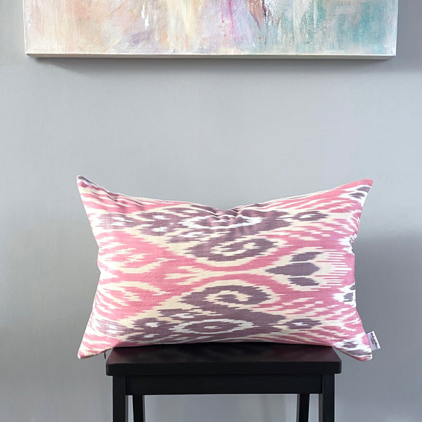 Cotton Ikat Pillow Pastel | Front angle view