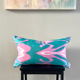 Cotton Ikat Pillow Pastel Blue | Front angle view