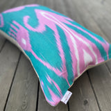 Cotton Ikat Cushion Pastel Blue| Close angle view