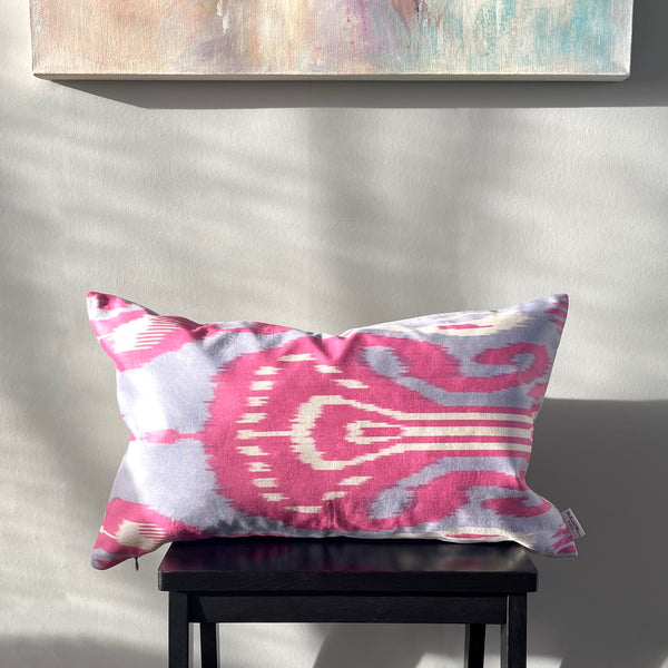 Cotton Ikat Pillow Pastel Third variant | Front angle view