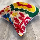 Velvet Ikat Cushion Maya Flower
