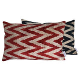 Velvet Ikat Pillow Zigzag Red with Velvet Ikat Pillow Zigzag blue
