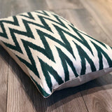 Good Looking Green Zigzag Silk Ikat Pillow