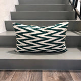 Zigzag Silk Ikat Pillow in Green Color