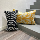 Velvet Ikat Pillow Solstice with black pillow