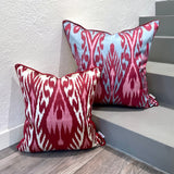 Ultra Soft Silk Ikat Cushion Heart Red