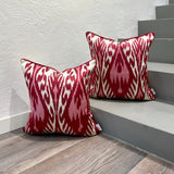 Soft Silk Ikat Cushions Heart Red