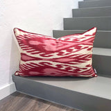 Silk Ikat Pillow Heart Red